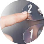 Botões de painel de elevador em aço inox com acabamento polido