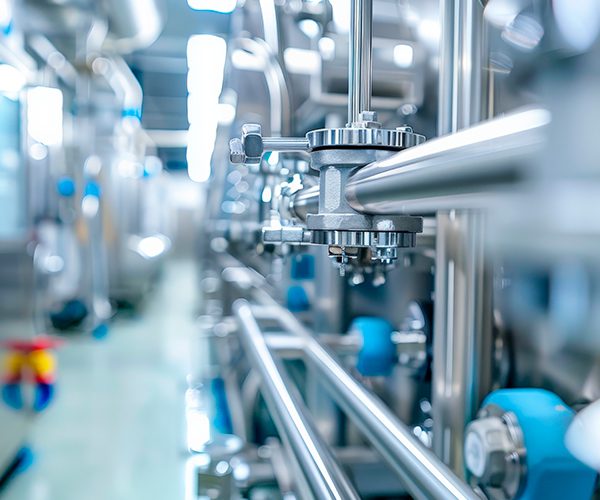 Tubulação sanitária A270 em aço inox garantindo pureza e segurança nos processos da indústria farmacêutica.