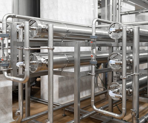 Sistema de tubulação A270 em aço inox com alta resistência à corrosão para aplicações exigentes na indústria química.